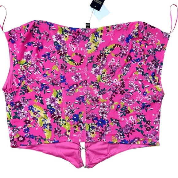 NWT AFRM Myla Corset Crop Top in Pink Paisley Floral Size Large Fairy Castlecore - Picture 5 of 8